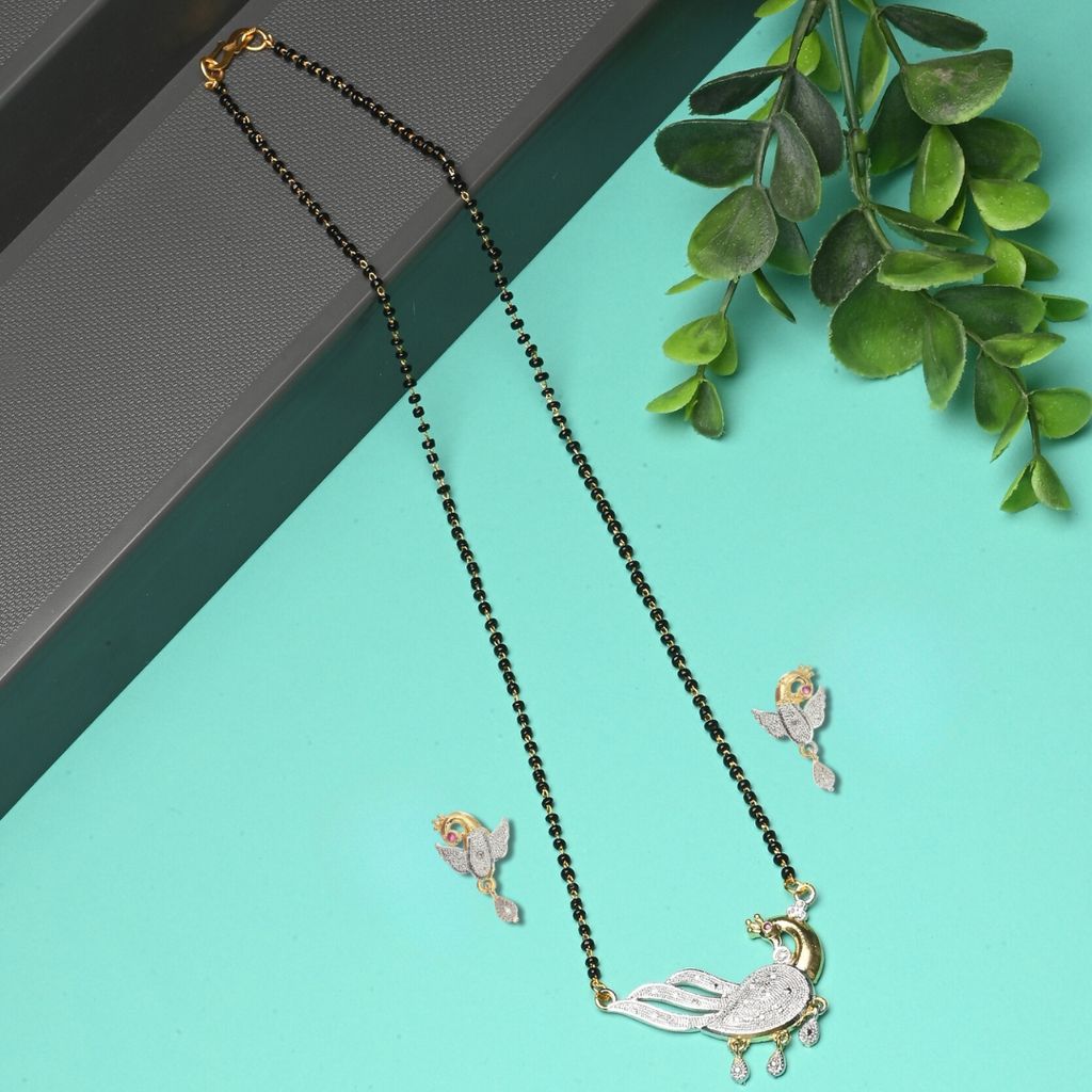 AanyaCentric Fancy Gold plated Jewellery Set for Women - Mangalsutra with Pendant, 2 Pair Earring