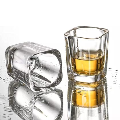 BLINKMAX Heavy Base Shots Glasses Set of 2 for Whiskey,Brandy,Tequila,Vodka Crystal for Party Bar,Vodka & Tequila Set Transperent(65 ml Each)
