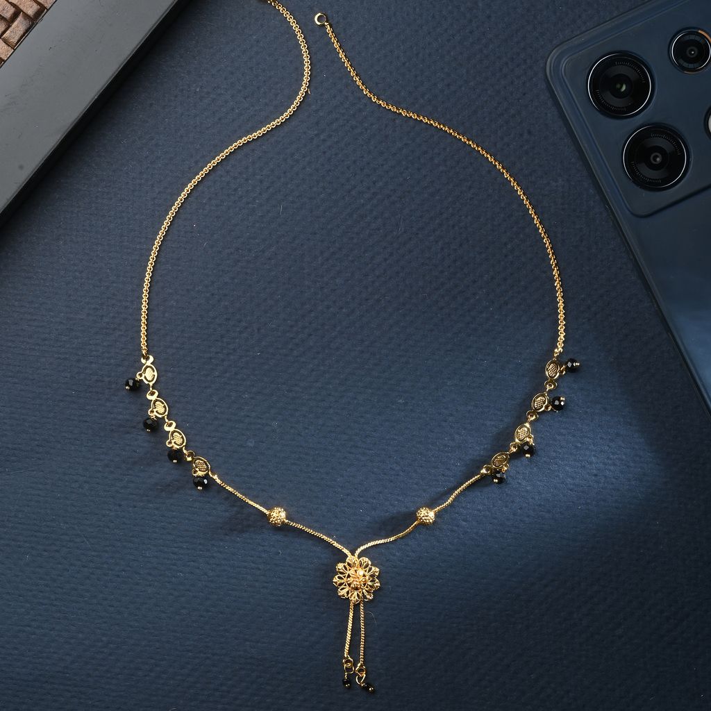 AanyaCentric Short Mangalsutra Set with Earrings Golden Traditional Indian Gold-plated Jewelry Gift