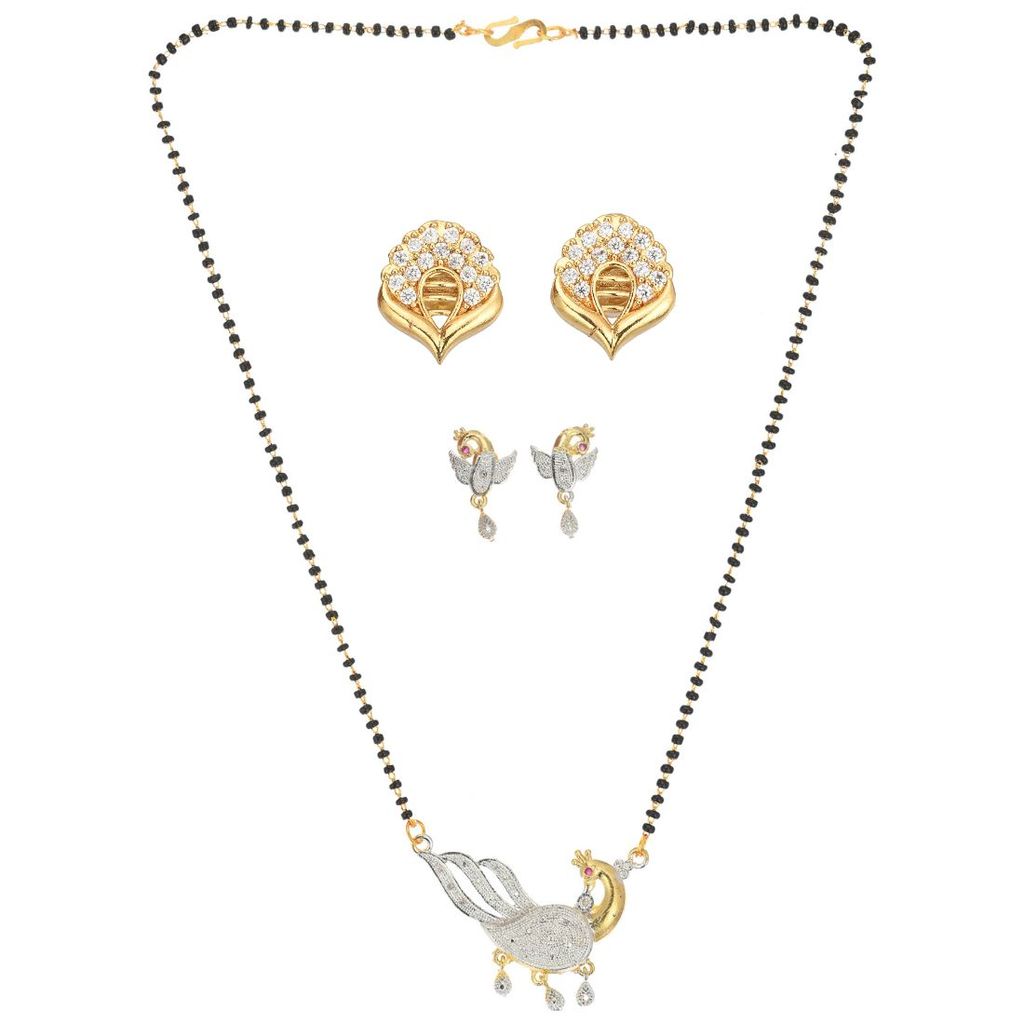 AanyaCentric Stylish Gold-plated Jewellery Set for Women - Mangalsutra with Pendant, 2 Pair Earring