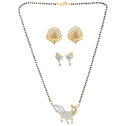 AanyaCentric Stylish Gold-plated Jewellery Set for Women - Mangalsutra with Pendant, 2 Pair Earring