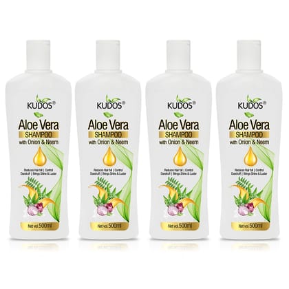 Kudos Aloe Vera Shampoo With Onion and Neem | 500 ML | Pack of 4
