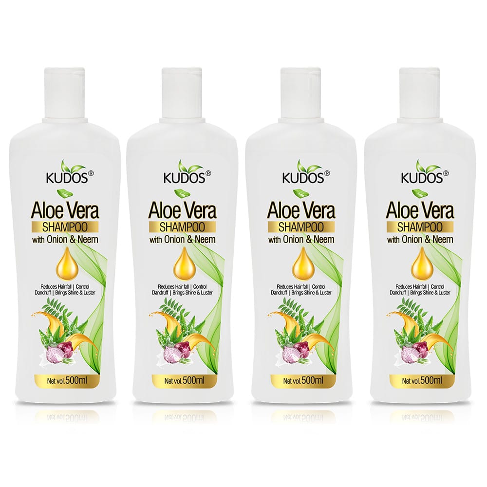 Kudos Aloe Vera Shampoo With Onion and Neem | 500 ML | Pack of 4