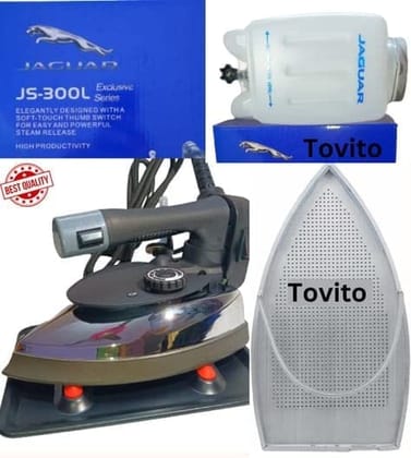 Tovito by Jaguar ES300L exclusive Electric Steam iron Heavy Duty 1800 watt with big 4 ltr water tank, High Pressure with Antishine teflon Shoes by silverstar (1800)