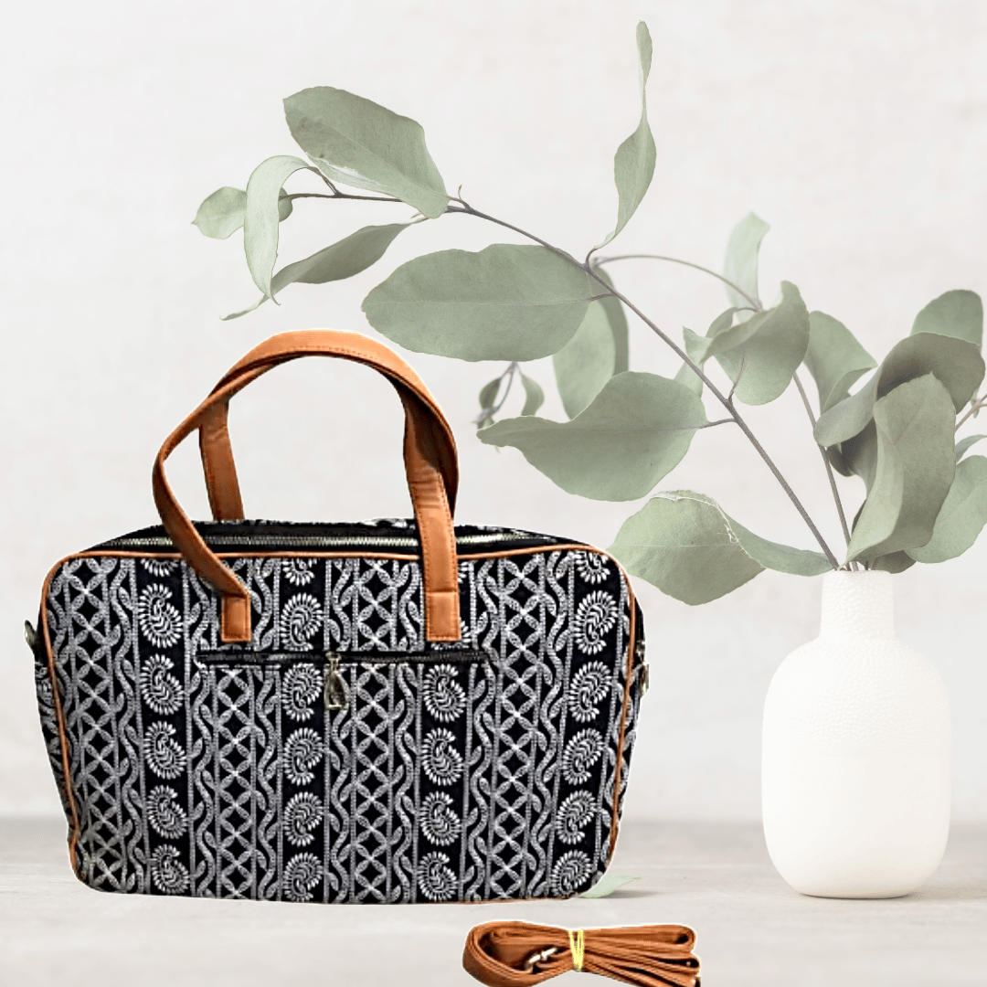 Chikankari Designed Handbag/Laptop Bag Multipurpose Bag  (Blue, 15-inch)