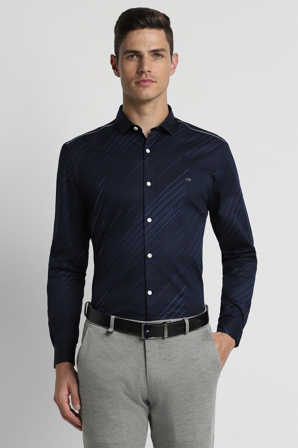 Men Navy Super Slim Fit Formal Full Sleeves Formal Shirt