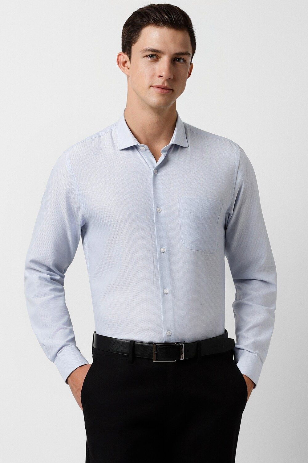 Men Blue Slim Fit Formal Full Sleeves Formal Shirt