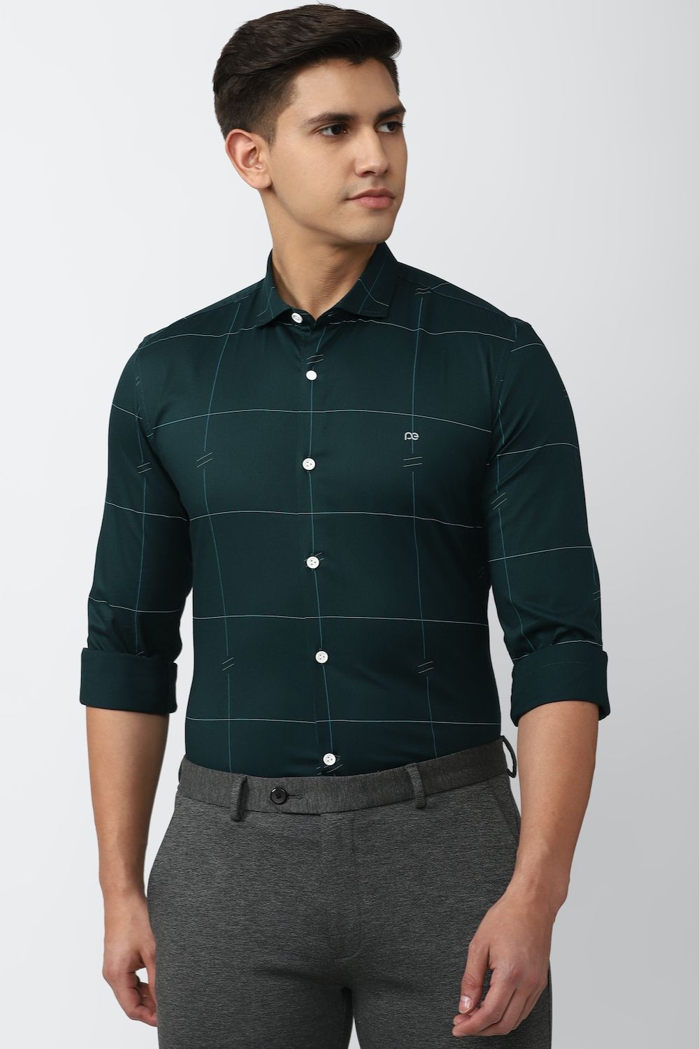 Men Green Super Slim Fit Formal Full Sleeves Formal Shirt