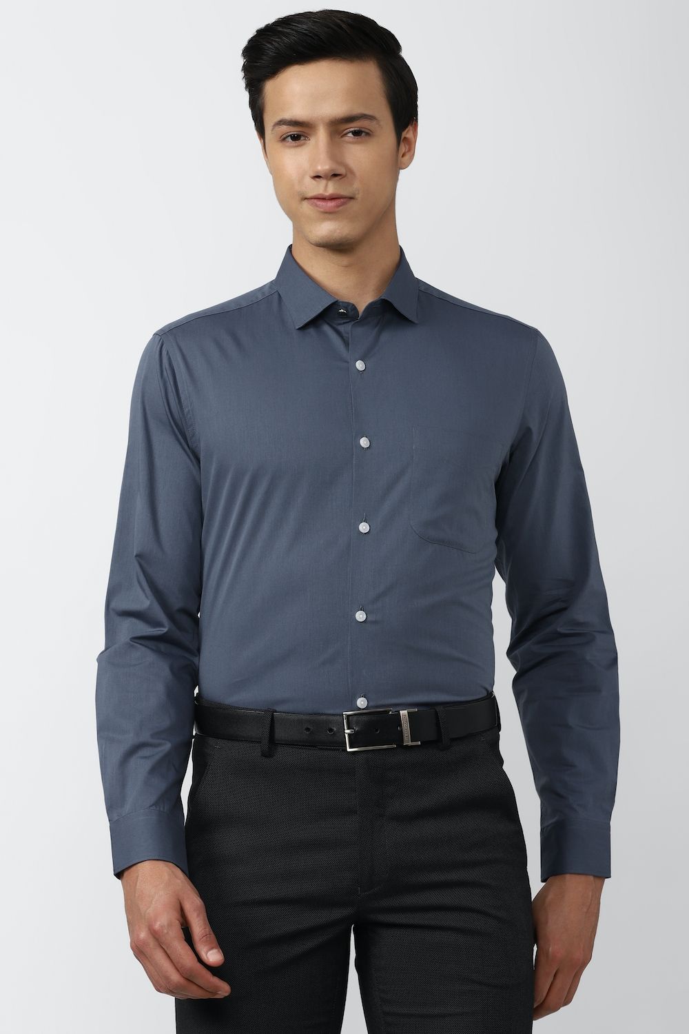 Men Navy Slim Fit Formal Full Sleeves Formal Shirt