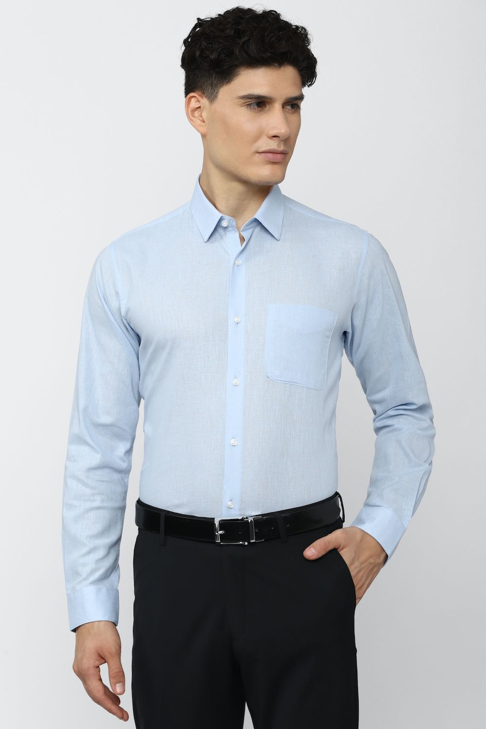 Men Blue Regular Fit Formal Full Sleeves Formal Shirt