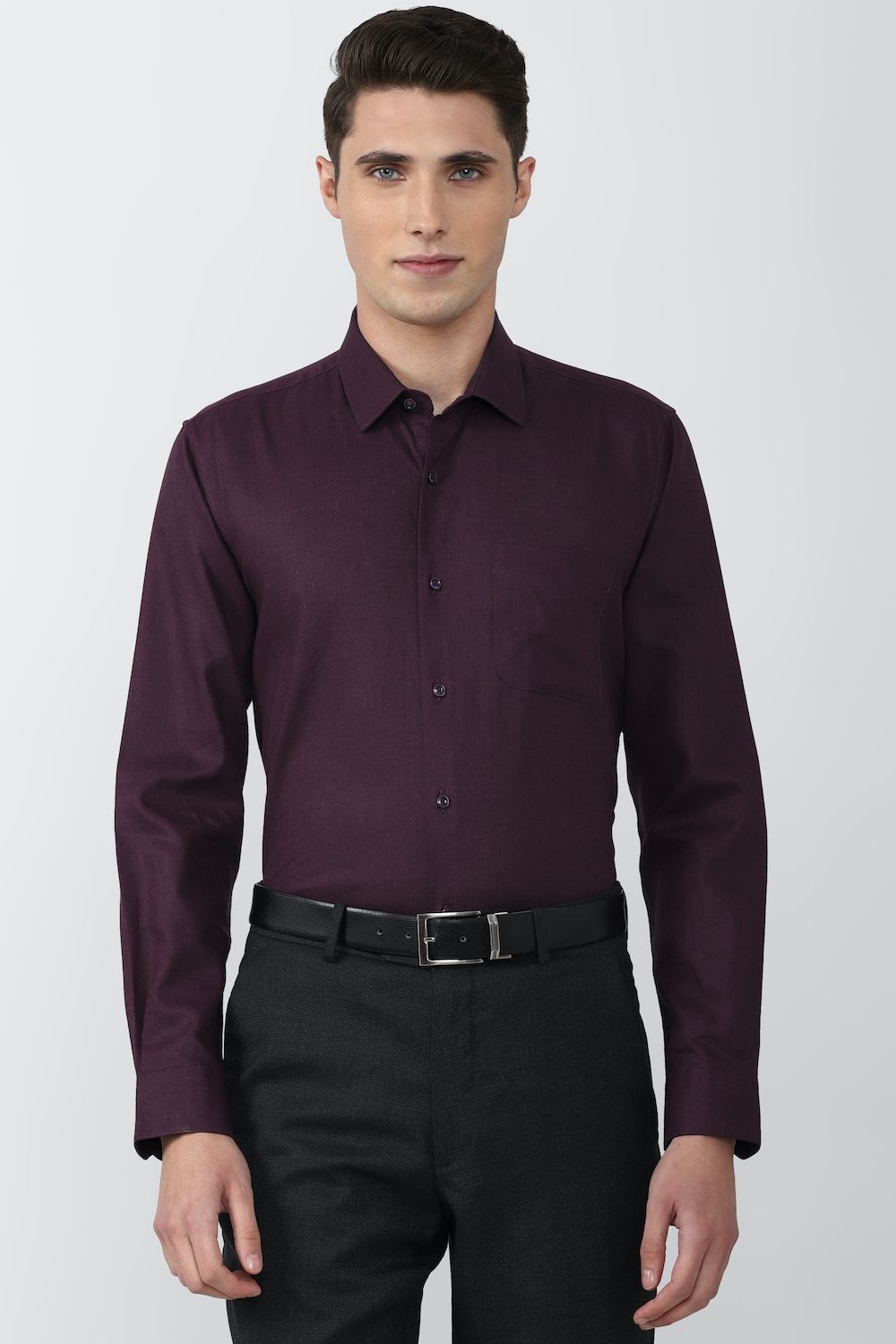 Men Purple Regular Fit Formal Full Sleeves Formal Shirt