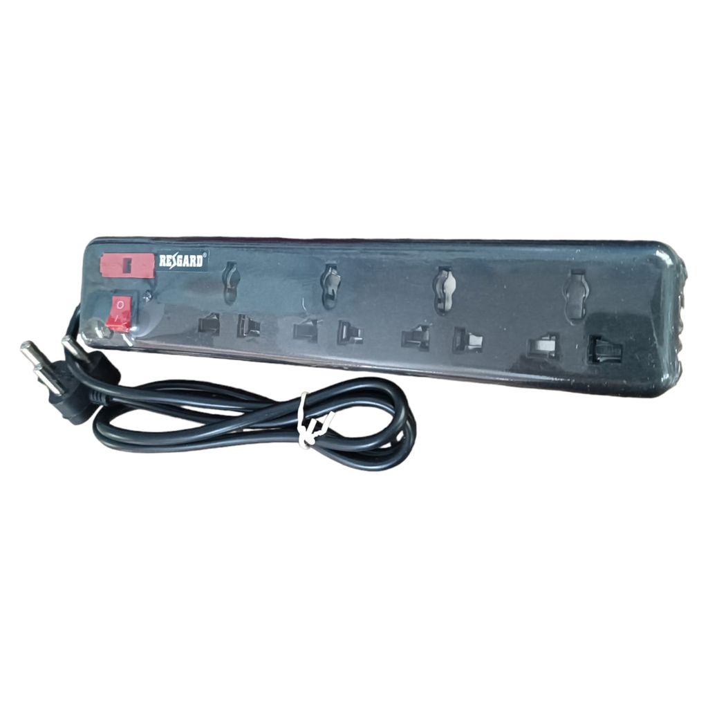 Protect Your Electronics: Regard Spike Guard (5m ,4 Socket , Black) - Quality Copper, Sturdy Build, Made in India