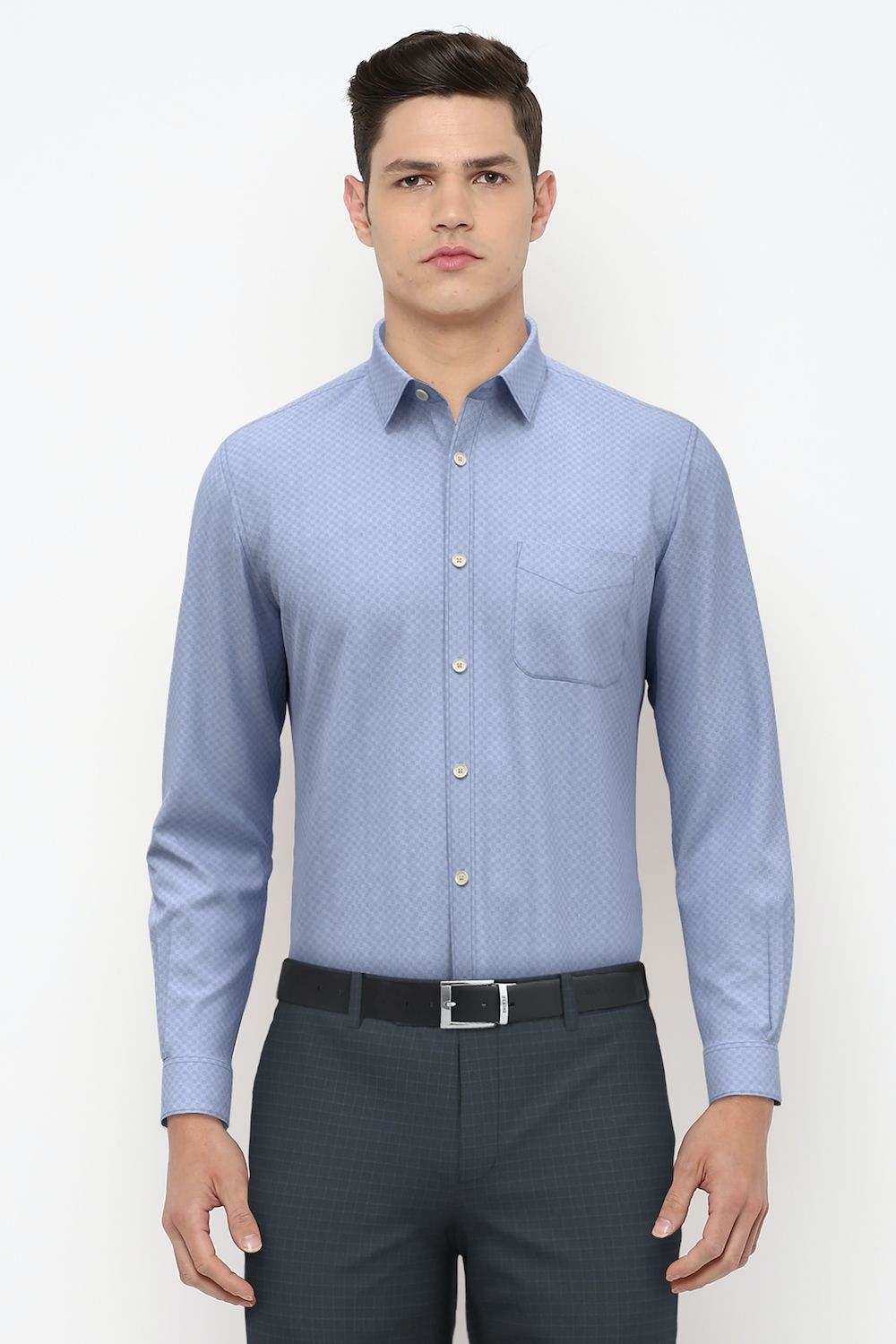 Men Grey Slim Fit Formal Full Sleeves Formal Shirt