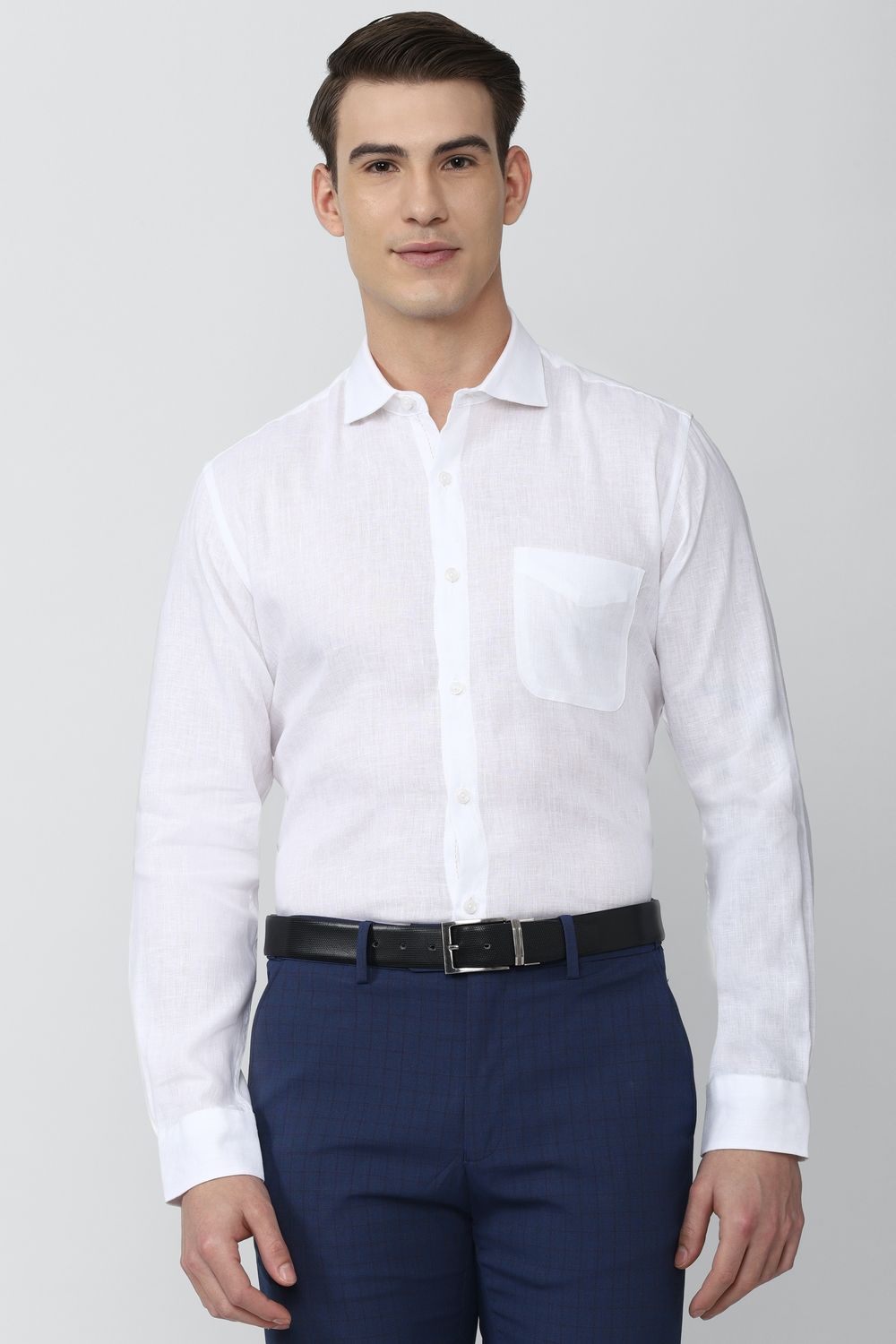 Men White Regular Fit Formal Full Sleeves Formal Shirt