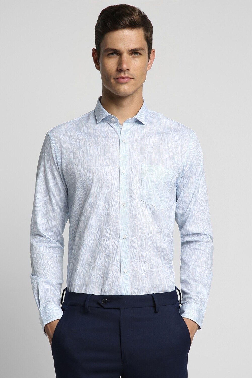 Men Light Blue Slim Fit Formal Full Sleeves Formal Shirt