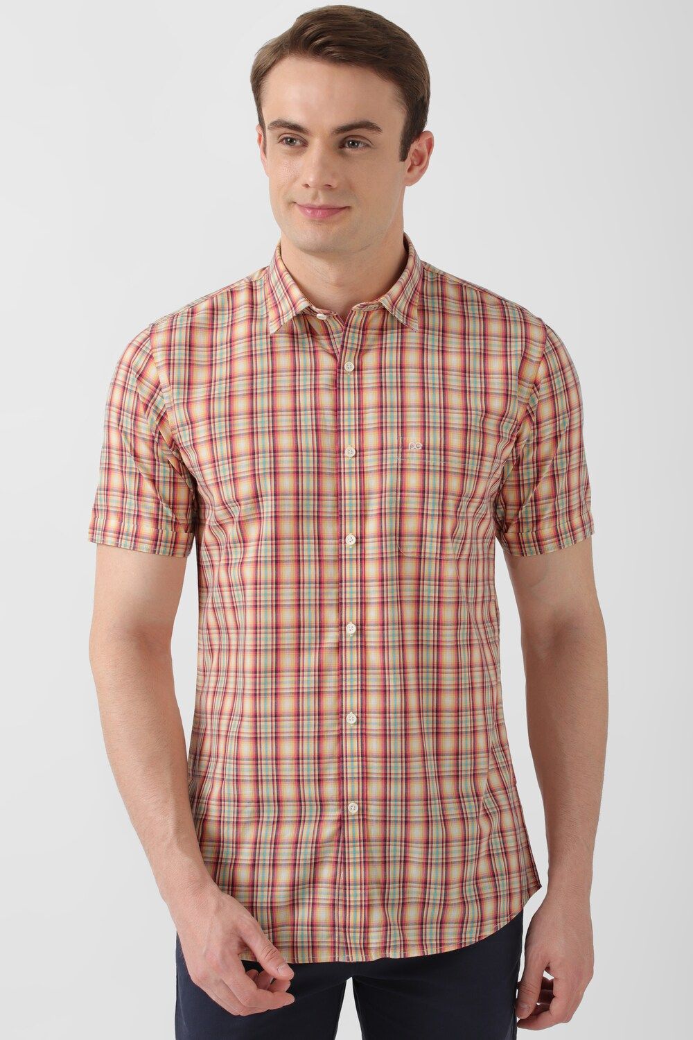 Men Multi Slim Fit Check Half Sleeves Casual Shirt