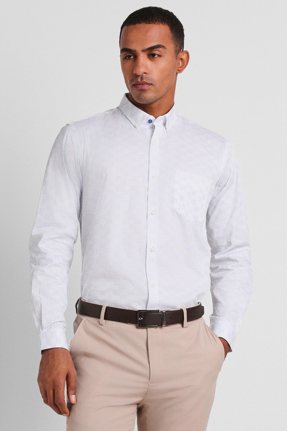 Men White Slim Fit Formal Full Sleeves Formal Shirt