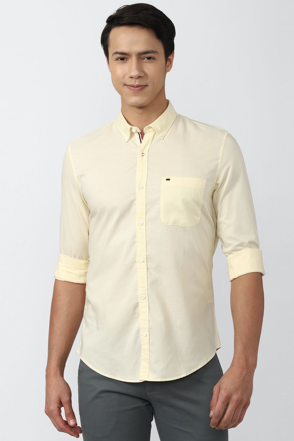 Men Yellow Super Slim Fit Textured Full Sleeves Casual Shirt