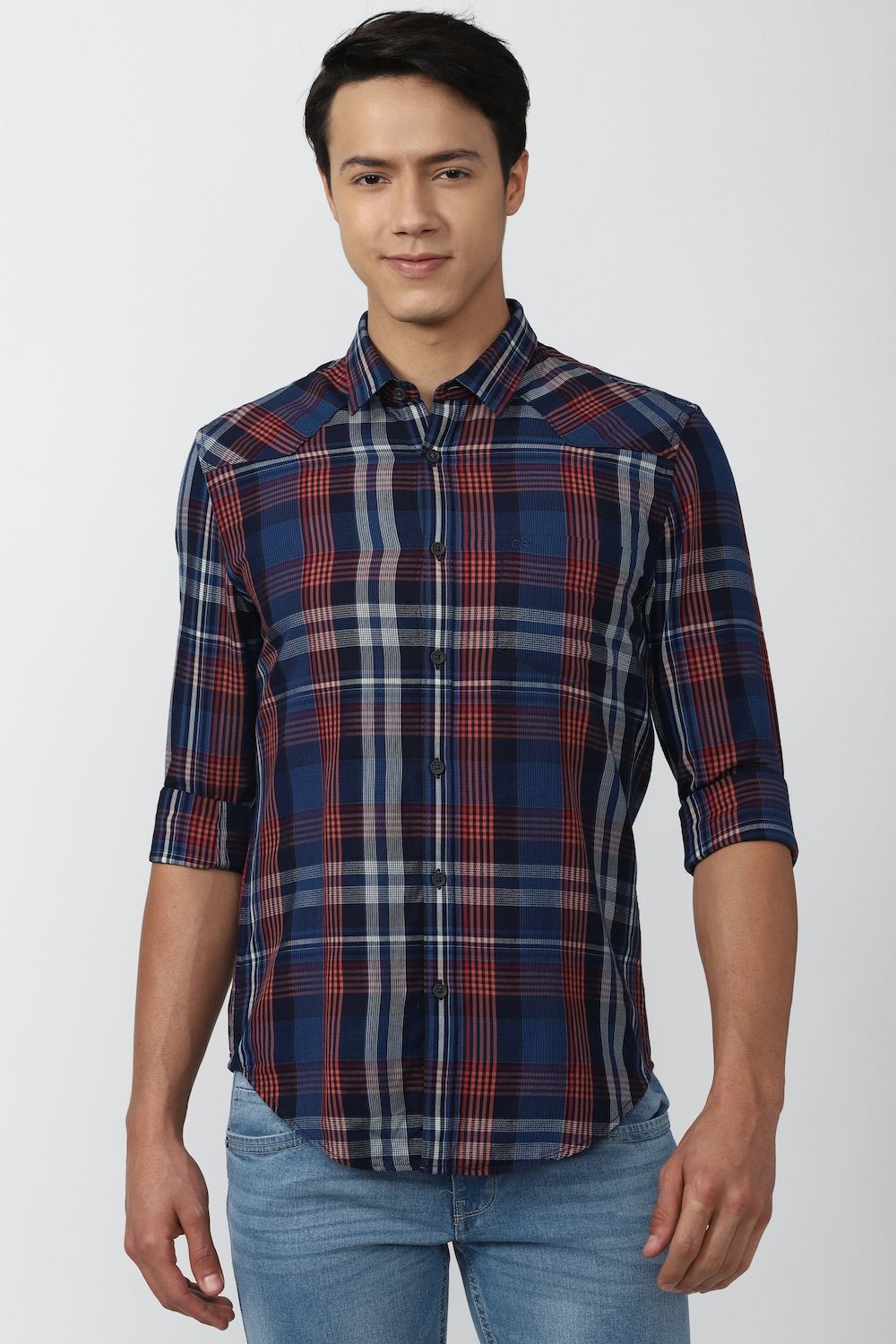 Men Multi Super Slim Fit Check Full Sleeves Casual Shirt