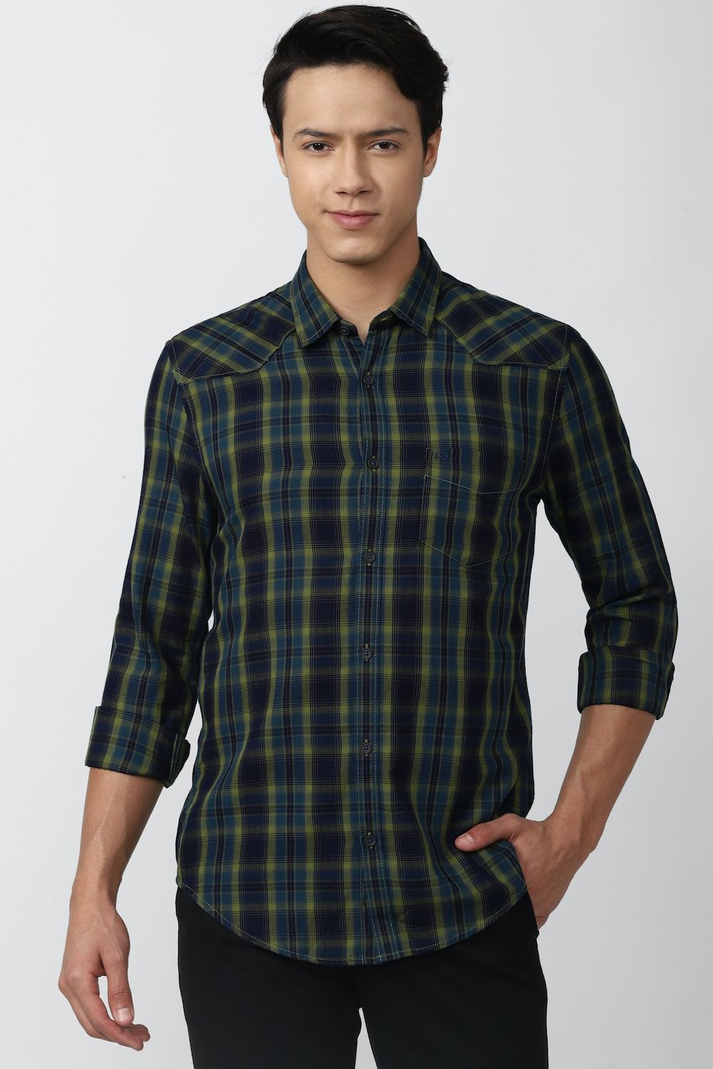 Men Multi Super Slim Fit Check Full Sleeves Casual Shirt