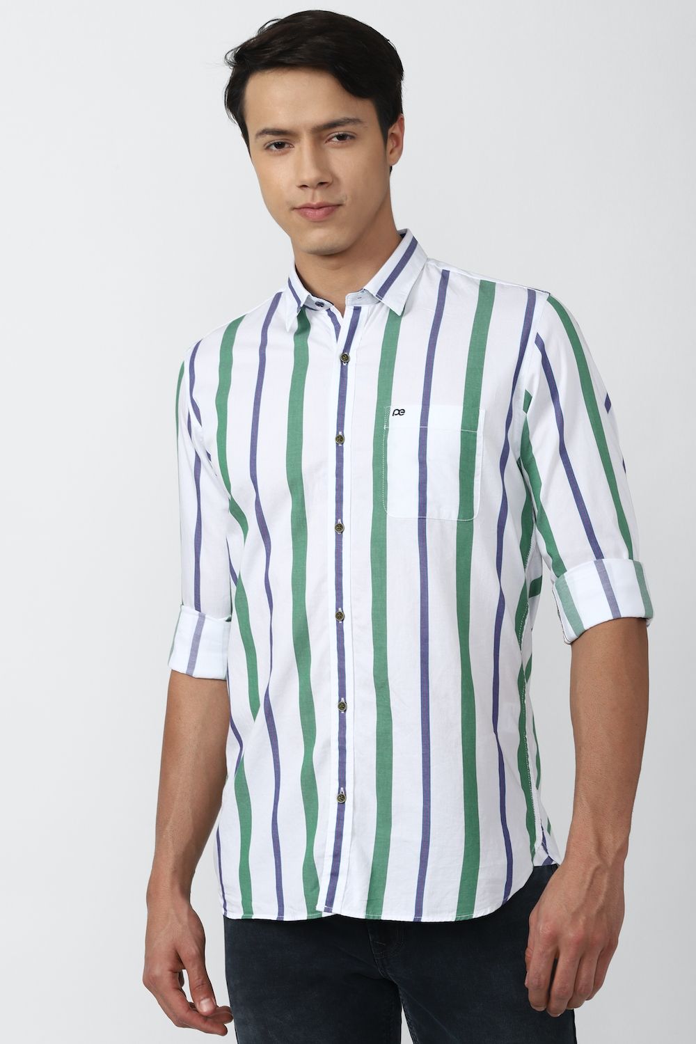 Men Multi Slim Fit Stripe Full Sleeves Casual Shirt