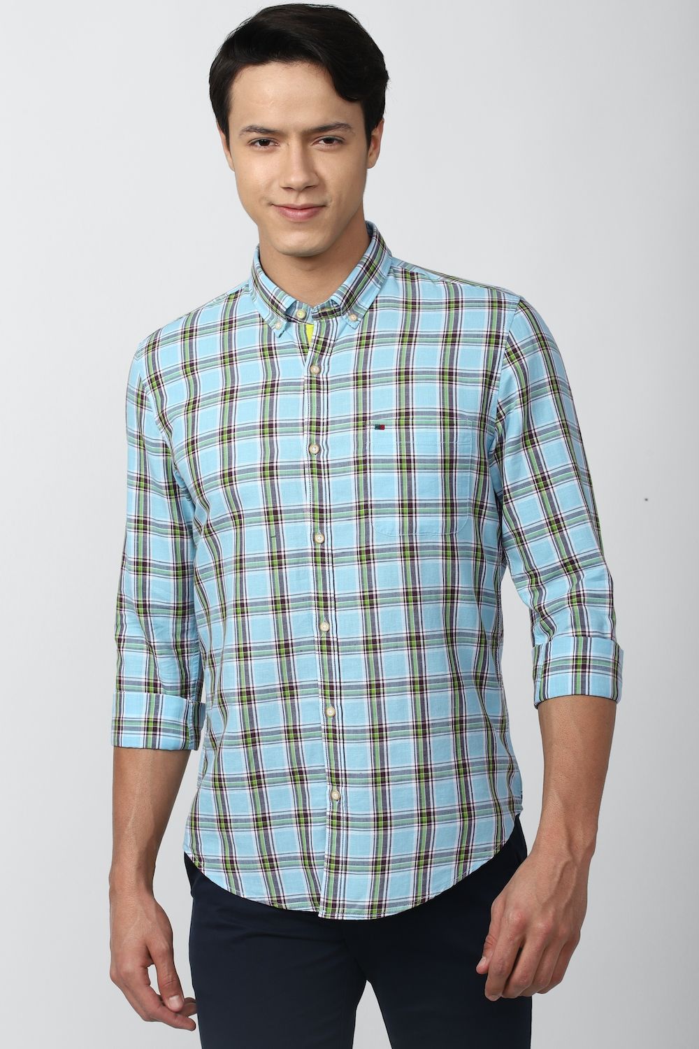 Men Multi Super Slim Fit Check Full Sleeves Casual Shirt
