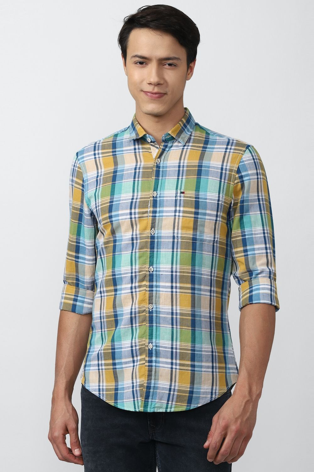 Men Multi Super Slim Fit Check Full Sleeves Casual Shirt