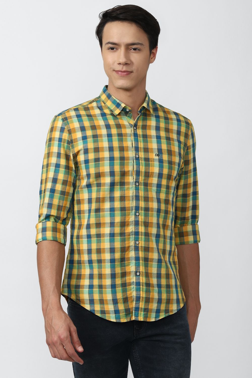 Men Multi Super Slim Fit Check Full Sleeves Casual Shirt