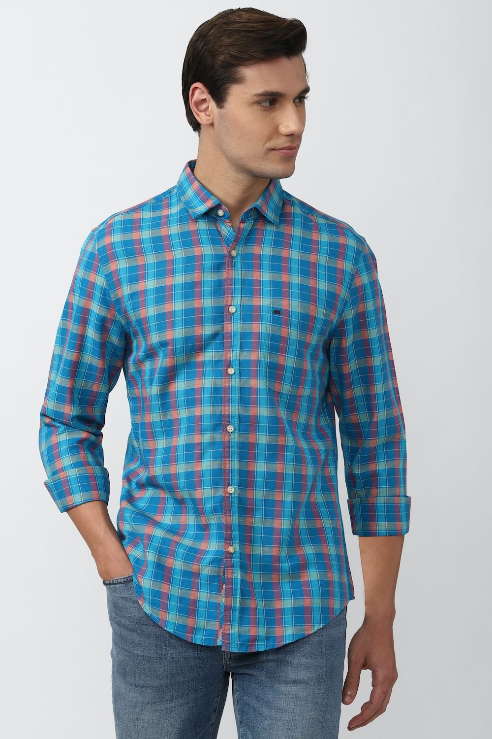 Men Multi Super Slim Fit Check Full Sleeves Casual Shirt