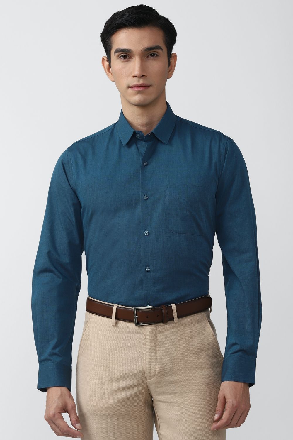 Men Navy Regular Fit Formal Full Sleeves Formal Shirt