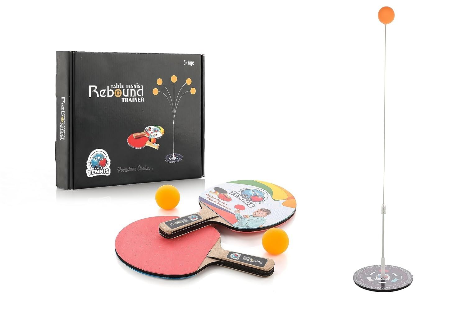 KTRS Enterprise Table Tennis Trainer Rebound Rackets and Balls Base Training Practice Set