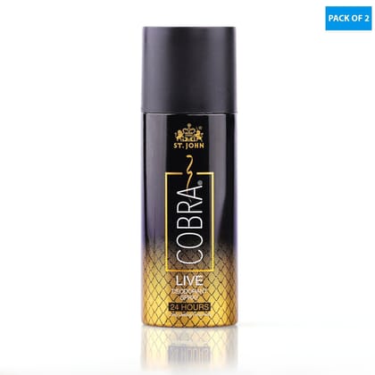 ST.JOHN Cobra Deodorant Live Long Lasting Perfumed Body Spray | Long Lasting Deodorant Spray For Men & Women - 150 ML (Pack Of 2)