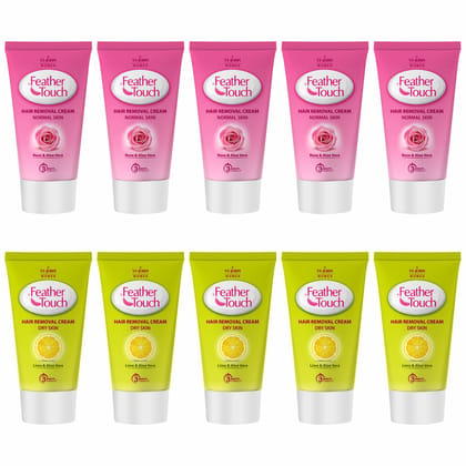 VI-JOHN Women Feather Touch Hair Removal Cream Lime & Rose 40gx5 Each (Pack of 10)