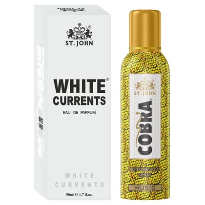 ST-JOHN Cobra No Gas Deodrant Music & White Current 50 ml Perfume Long Lasting Combo Gift Pack For Men & Women (2 Items in the set)