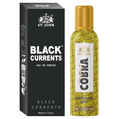 ST-JOHN Cobra Deodrant No Gas Music 100ml & Black Current 50ml Perfume Combo Pack Perfume Body Spray  -  For Men & Women (150 ml, Pack of 2)