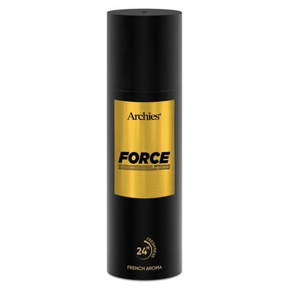 Archies FORCE Premium Spray Deodorant | Long-Lasting Fresh & Sporty Aroma with High Perfume Concentration Deo | Perfect for Gym & Sports Wear | 200 ML | French Aroma | 24 Hours Freshness