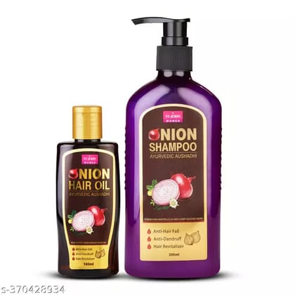 VI-JOHN WOMEN Anti Hair Fall Onion Hair Oil 100ML + Onion Shampoo 300ML Hair Fall Control  (400 ml)