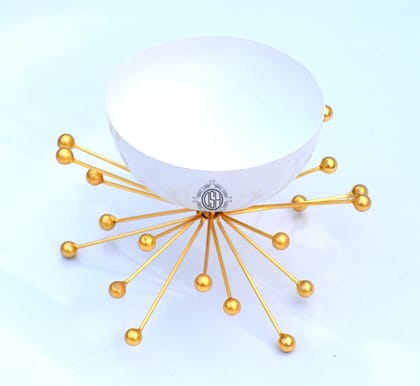 Metal Modern Multiutility Snacks Decorative Bowl Table Designer Corporate Decorative Serving Bowls Set for Home Kitchen (7 x 7 x 4 Inches, White & Gold)