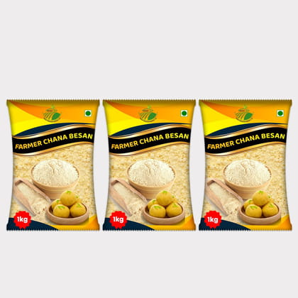 Chana Besan – 3 kg (Pack of 3) Pure & Fresh Gram Flour for All Your Recipes. 