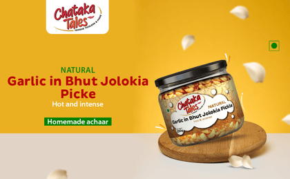 Chataka Tales Natural Garlic in Bhut Jolokia Pickle