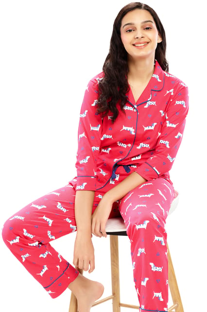 Buy online Lapel Neck Animal Print Nightwear Pajama Set from sleepwear for  Women by 9 Impression for ₹909 at 70% off | 2024 Limeroad.com