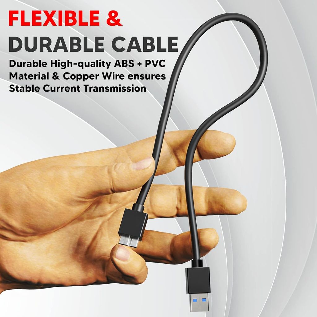 Fast & Compact: USB 3.0 A to Micro B HDD Cable (Short) - Speedy External Hard Drive Cable