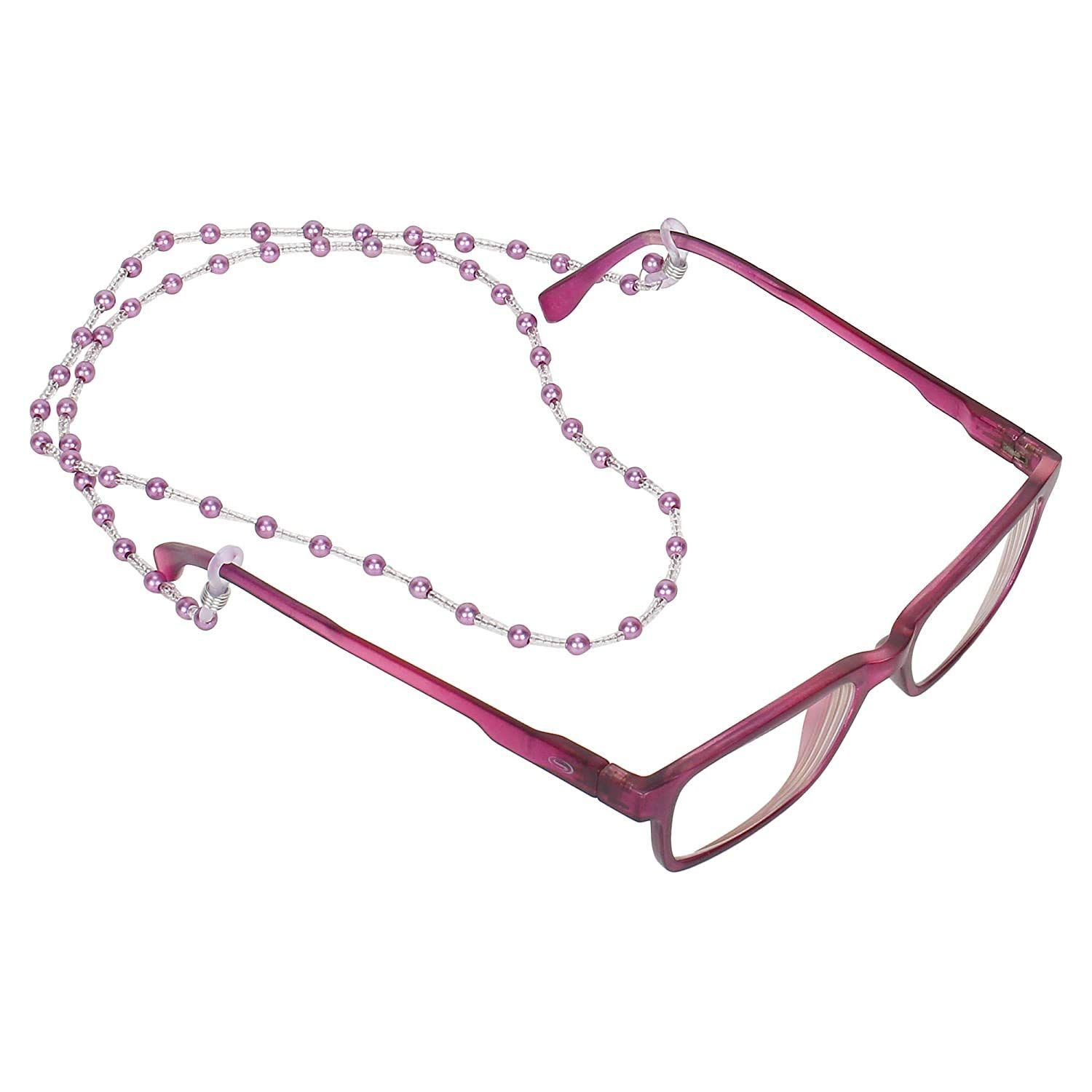 AV Fashion India - Pearls & Seed Beads Adjustable Unisex Eyeglass Chain Spectacle Cord Neck Strap String Chain Link Holder 74 cms Multi colour for Women Men and Girl Eyeglass Chain Unisex ( Purple )