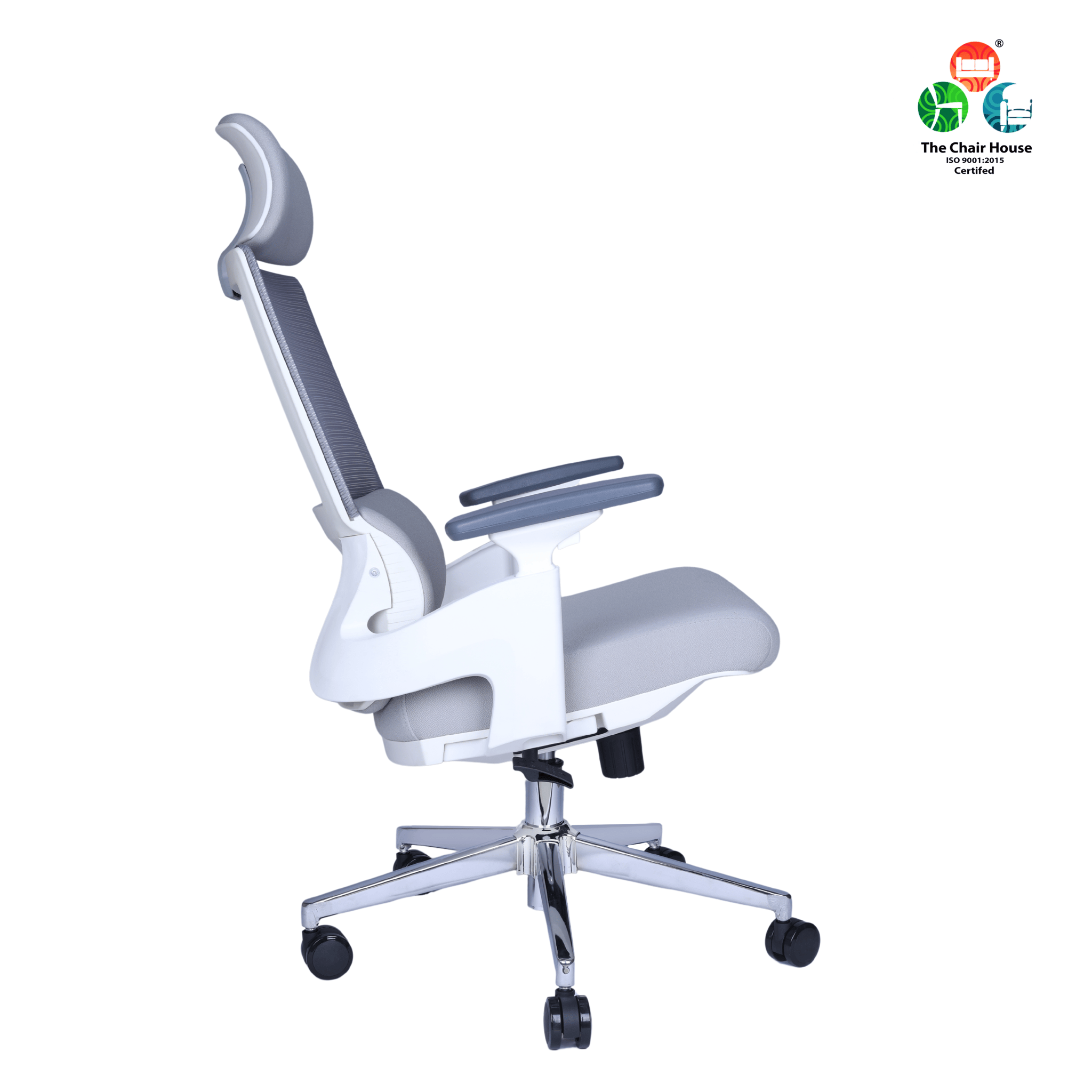 Comfy High Back Ergonomic Chair Designed for Superior Lumbar Support, Adjustable Tilt Functionality & Luxurious Armrests & Headrest (White Colour)