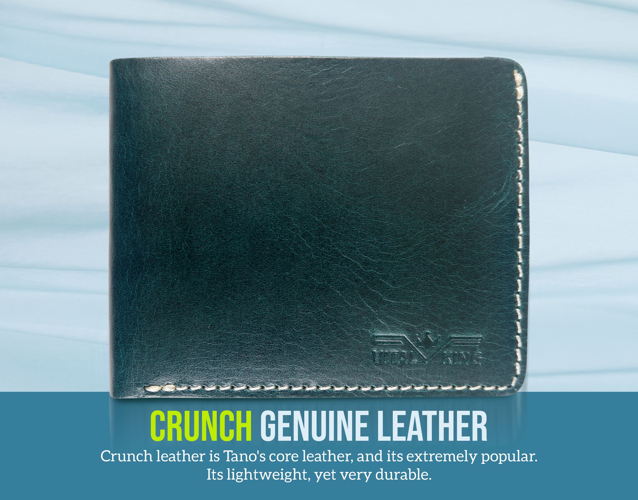 Vital King Men Trendy Green Genuine Leather RFID Wallet (8 Card Slots)