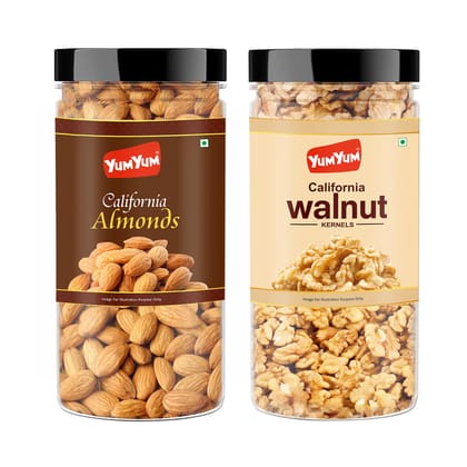 Yum Yum Almonds & Walnut Kernels(Akhrot Giri) 850g (500 x 350g)
