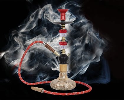 Puff King Hookah Pot Designer Stylish Russian Hukkah Glass Pot Set for Flavour Home Decor and Refreshment. (Red)