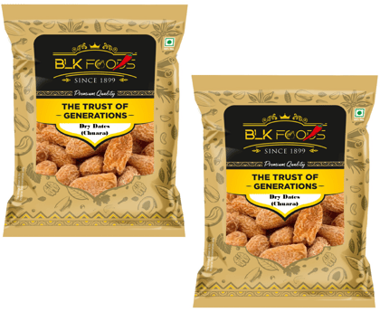 BLK Foods Select 1kg Dates Dry Yellow | Sukha Khajoor (Chuara) (500g X 2)