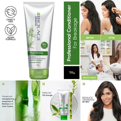 Matrix Biolage Fiberstrong Professional Conditioner For Hair Breakage, 12X Strength In Weak Hair (196g)