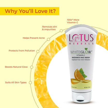 Lotus Herbals Radiance Boost Ubtan Face Wash (100gm) + Lotus Herbals Whiteglow Vitamin C Radiance Face Wash (100 g) Pack of 2